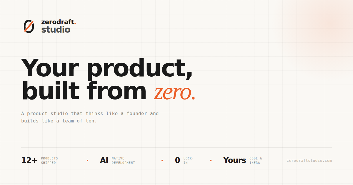 First Draft Studio ZeroDraft Studio — Product Studio | Web Apps & SaaS